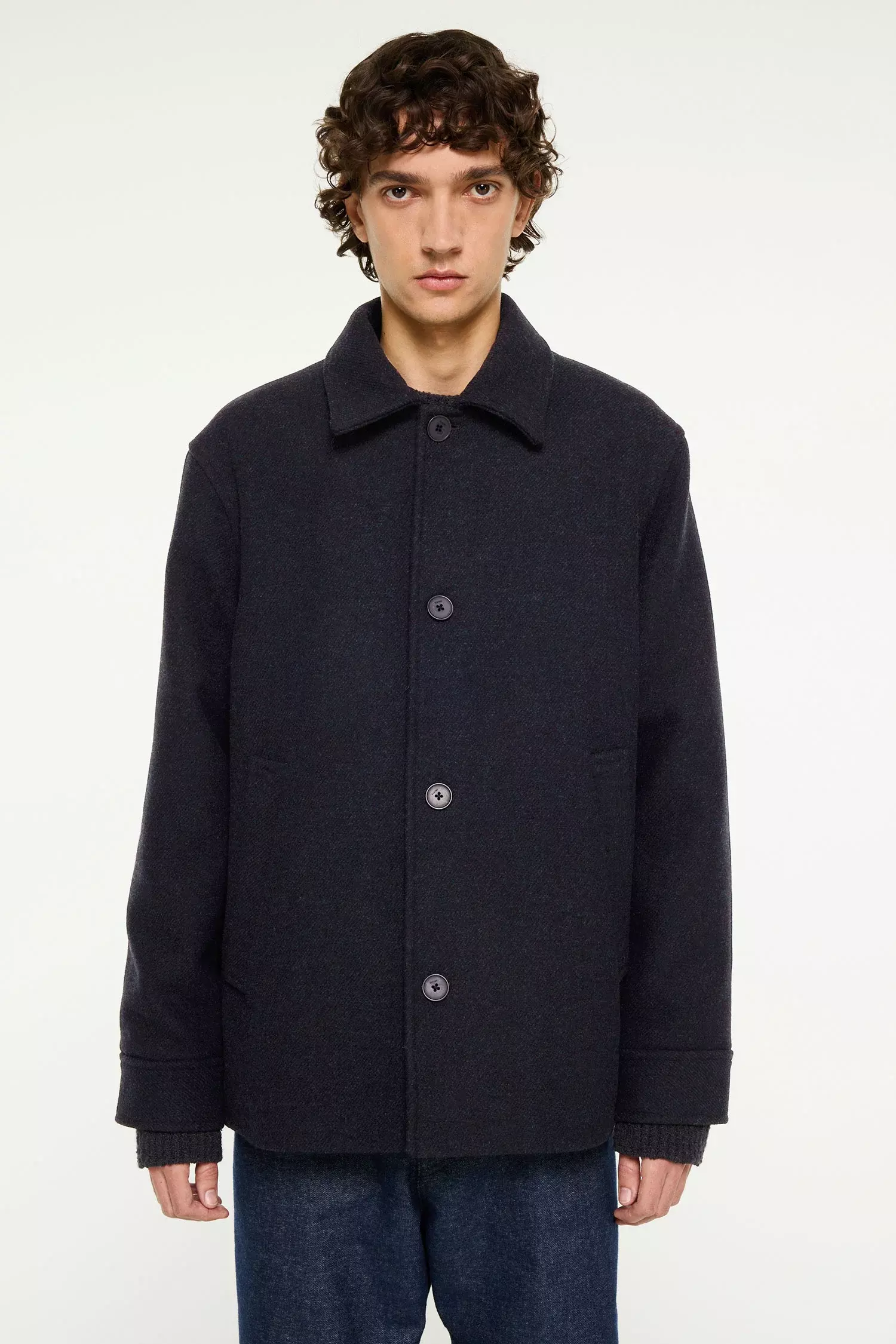 Elvine Ciaran Wolltwill Jacket Navy Melange Herren Wolljacke blau
